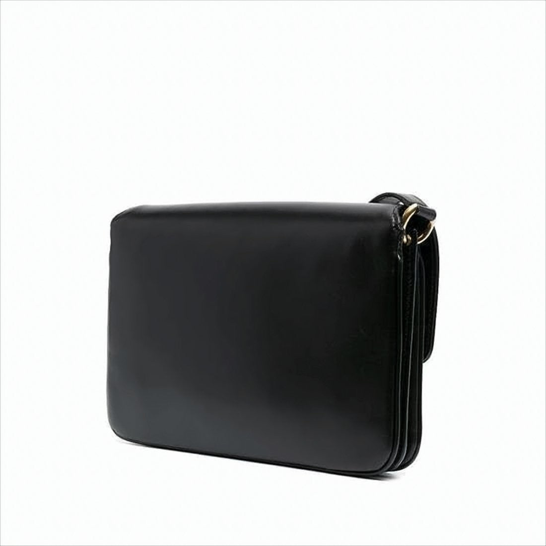 Saint Laurent Structured Black Calf Leather Shoulder Bag
