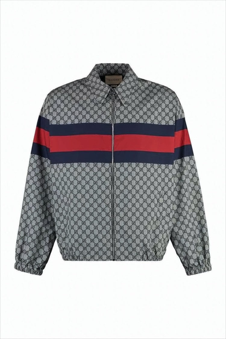 Gucci Cropped Bomber Jacket With Interlocking Pattern