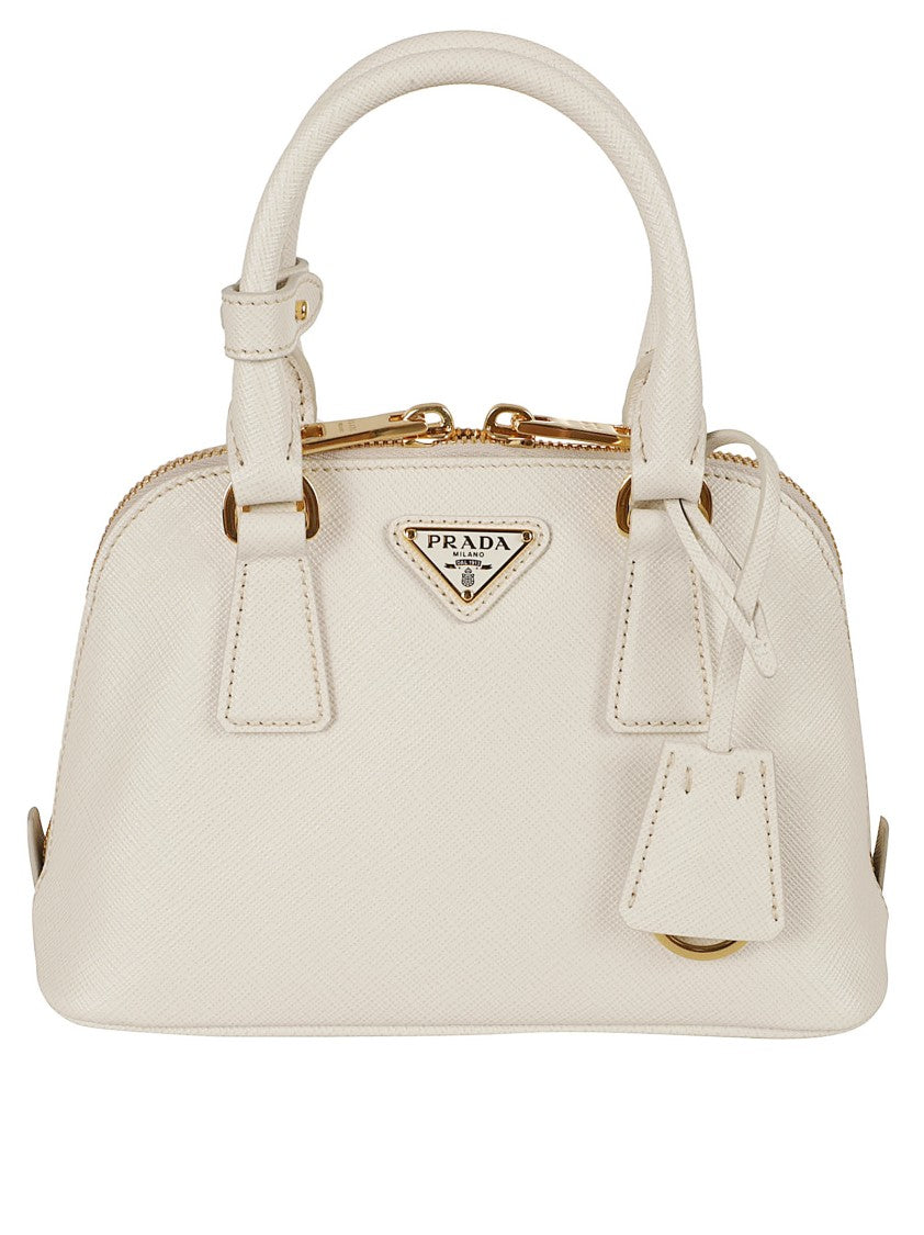 Prada Structured Handbag With Enameled Logo
