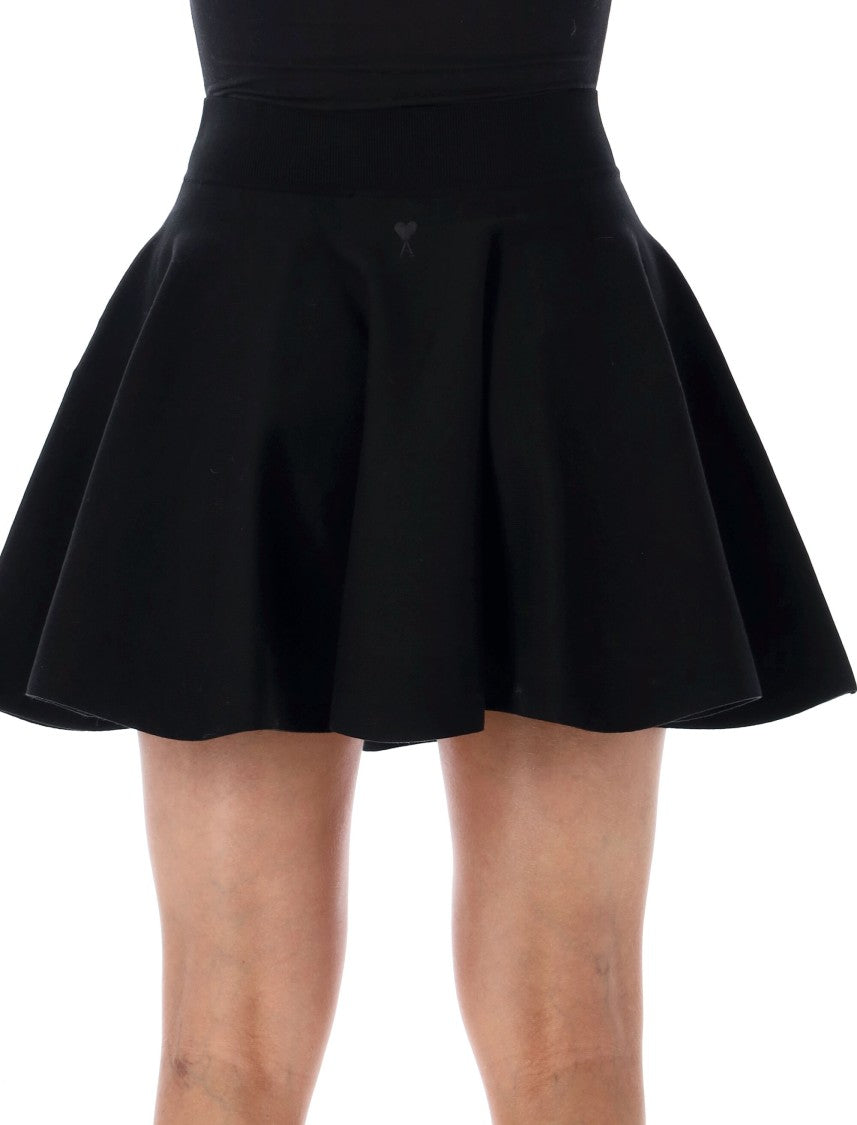 Ami Paris A-Line Cotton Knit Mini Skirt