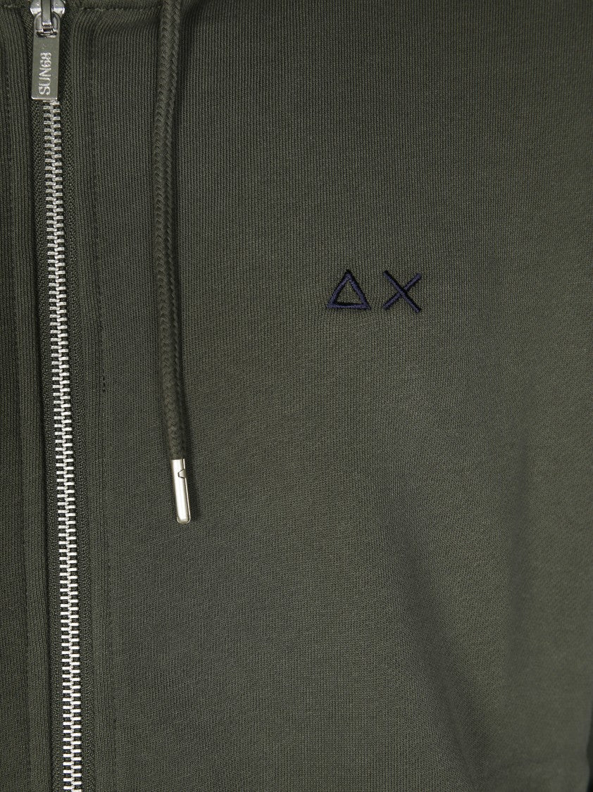 Sun 68 Zip Hoodie With Contrasting Fabric