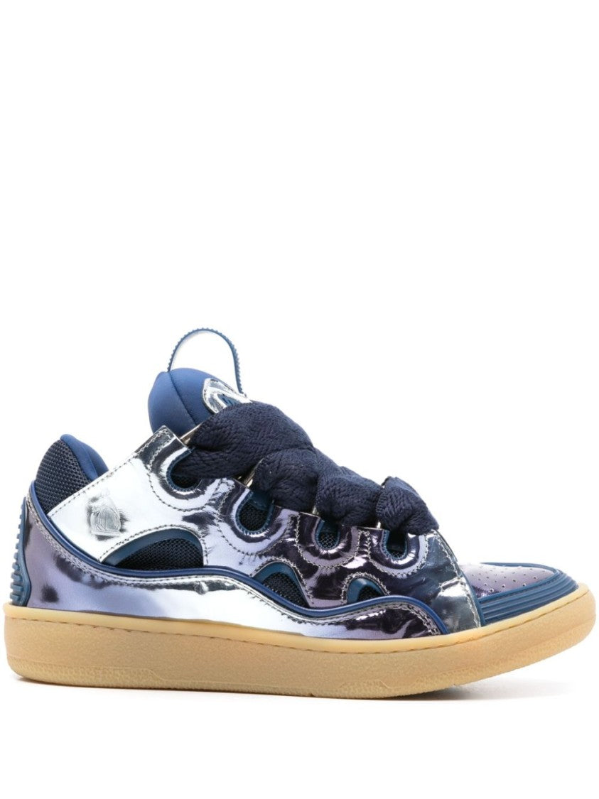 Lanvin Cornflower And Navy Blue Metallic Sneakers