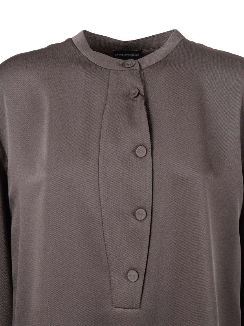 Emporio Armani Brown Silk Feel Round Neck Shirt
