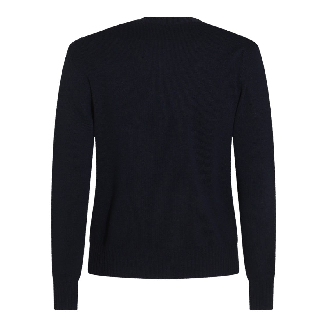 Valentino Luxurious Blue Wool Knit Sweater With Script Detail
