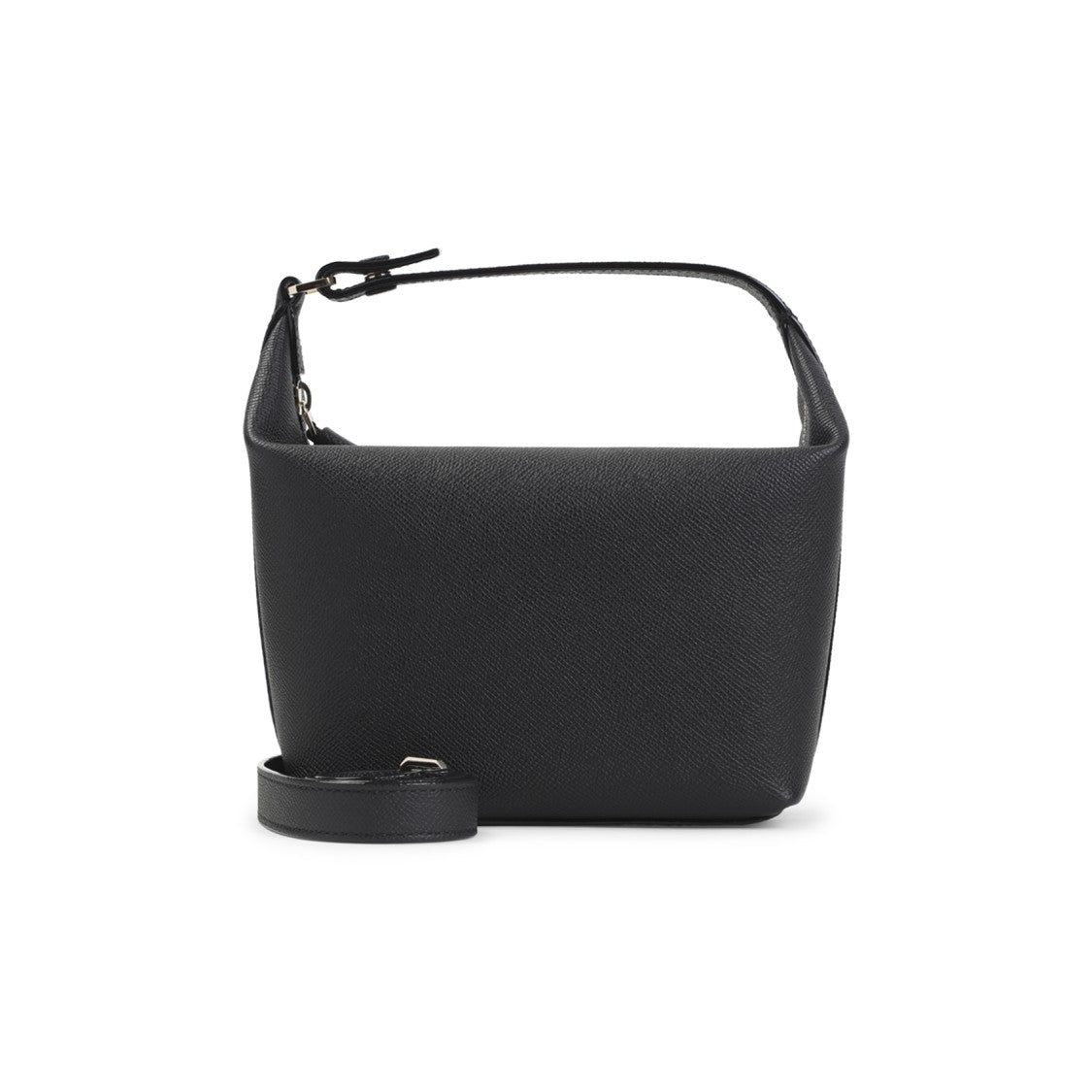 Valextra Structured Black Calf Leather Mochi Pouch Bag