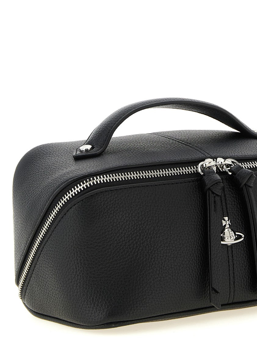 Vivienne Westwood Rectangular Hammered Pu Beauty Case With Orb Bas Relief