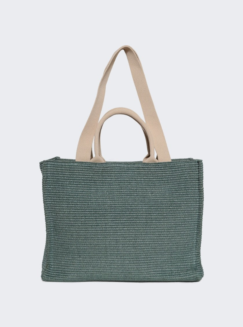 Marni Raffia-Effect Large Tote Bag Tea Green