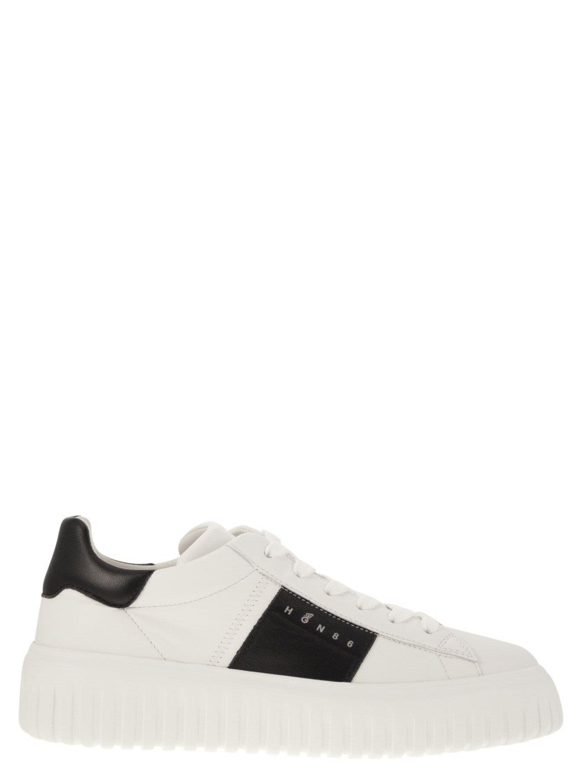 Hogan Sporty Nappa Leather Sneakers With Vertical Stripes