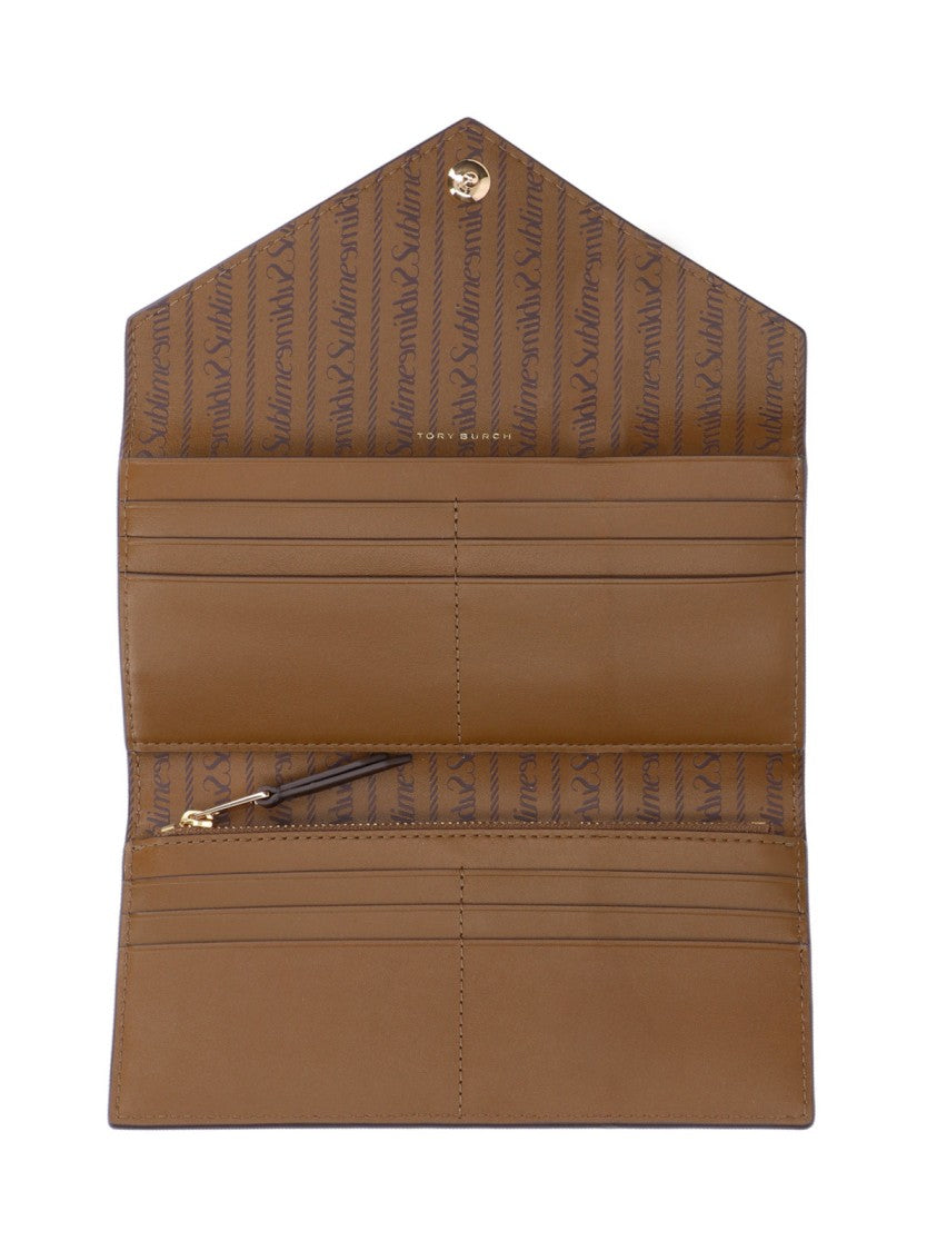 Tory Burch "T Monogram" Bifold Wallet – Brown