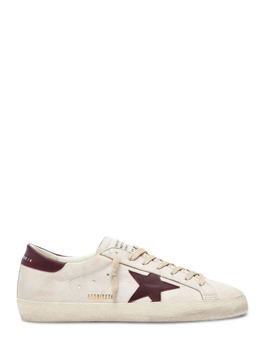 Golden Goose Low-Top Leather Sneakers With Burgundy Accents