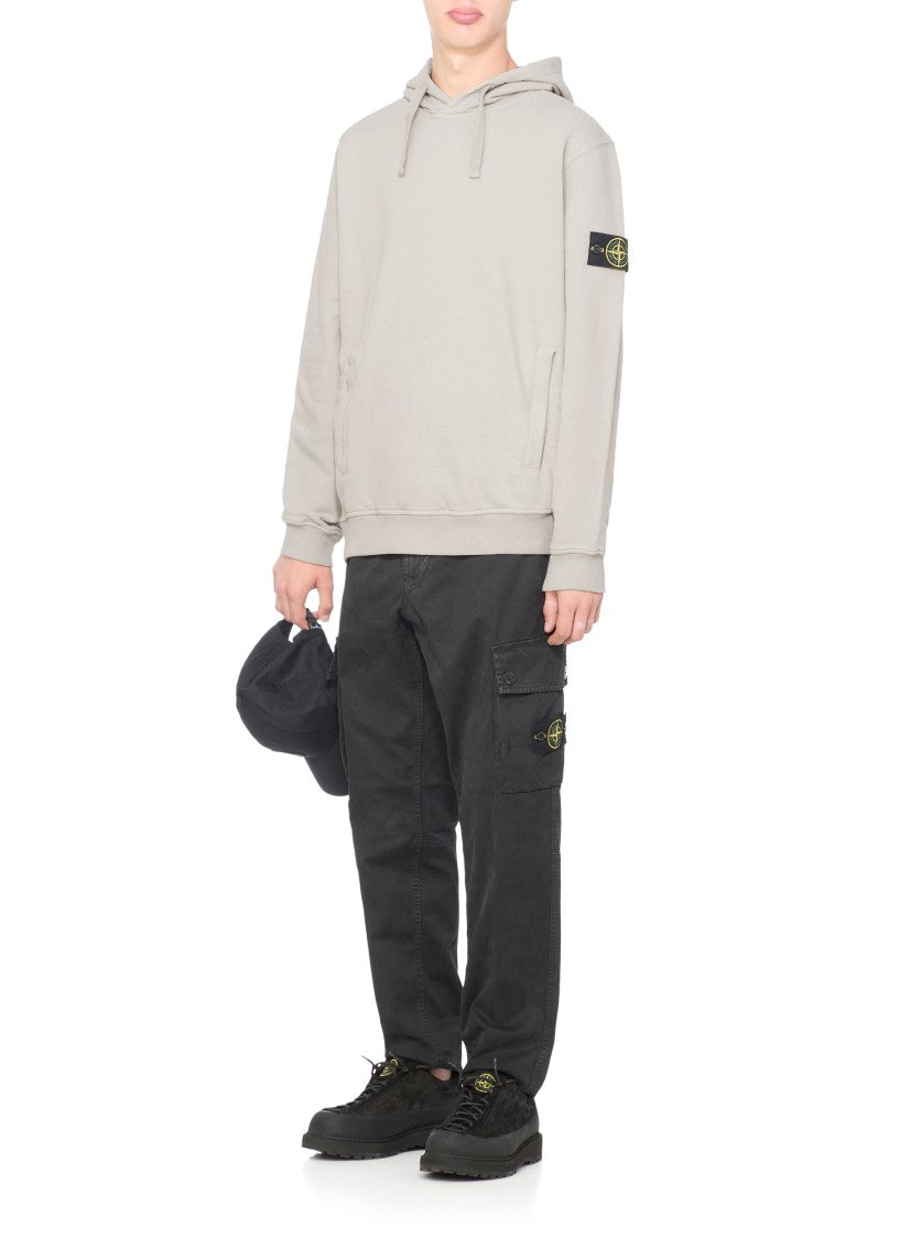 Stone Island Grey Cotton Hoodie