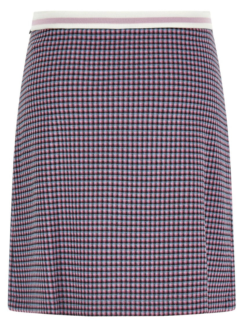 Marni Pleated Houndstooth Miniskirt With Logo Waistband