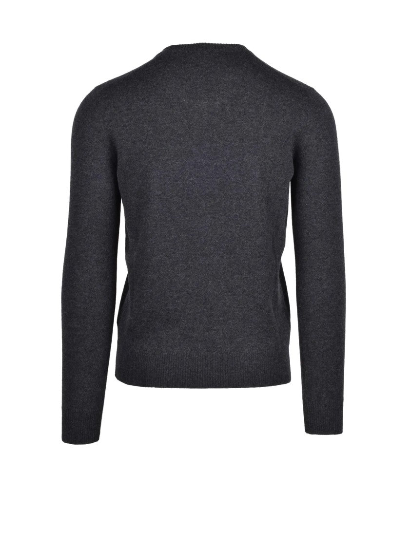 Alpha Studio V-Neck Wool Sweater With Ribbed Details