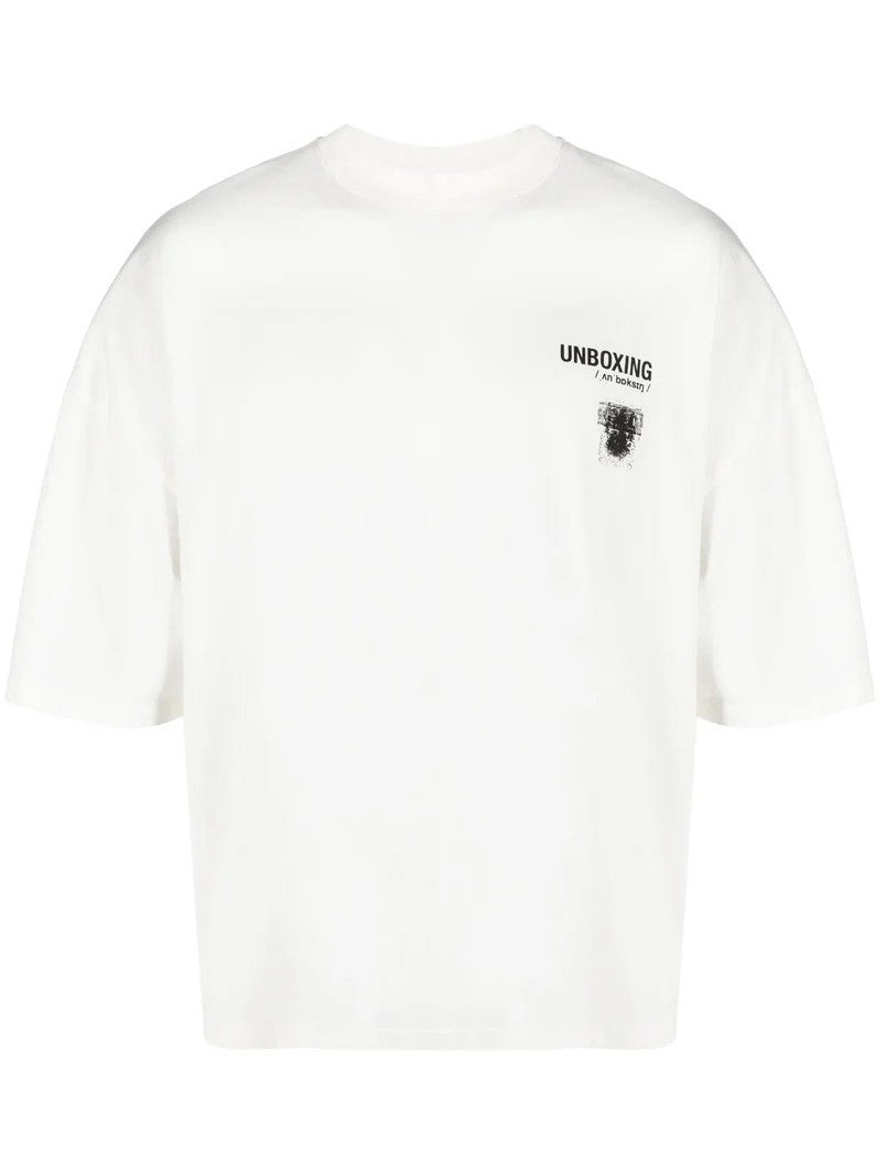 Henrik Vibskov Abstract Pattern Ecru Tee With Crew Neck