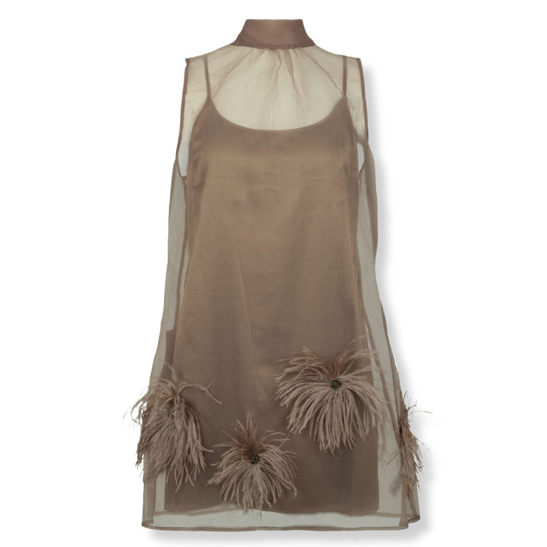 Staud Semi-Transparent Albee Mini Dress With Floral Appliqués