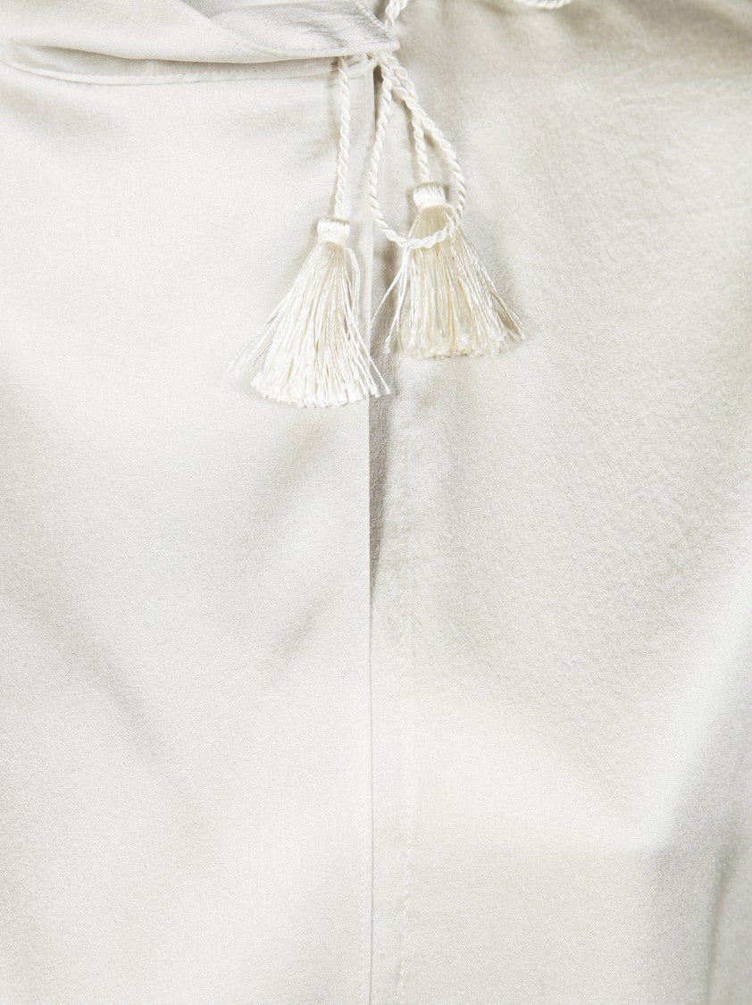 Forte Forte Satin Silk Blouse With High Neckline And Long Cuffs