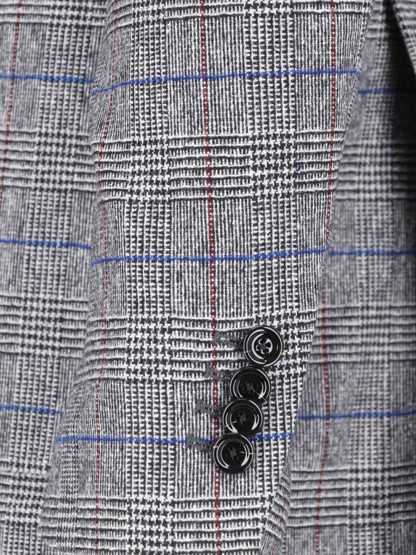 Lardini Grey Virgin Wool-Blend Pattern Blazer