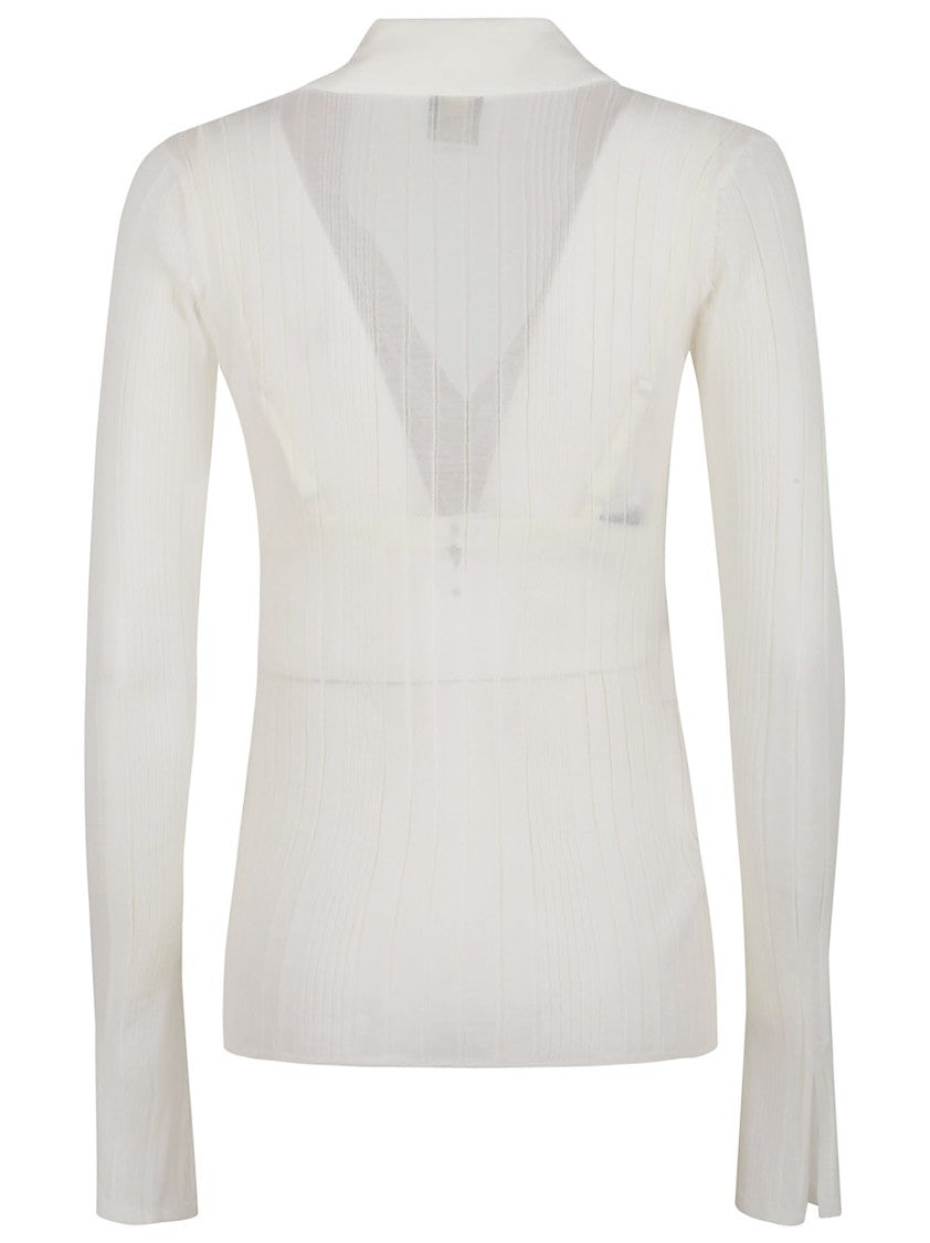 Pinko Fitted Top With Classic Collar And V-Cut Back