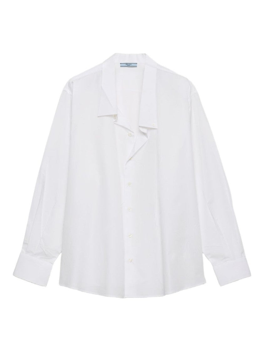 Prada Timeless White Cotton Shirt With Pointed Collar