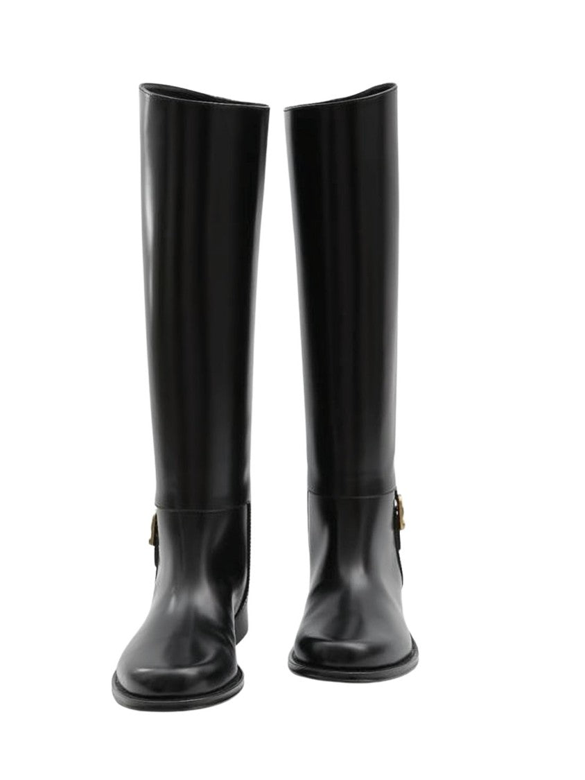 Saint Laurent Polished Calf Leather Knee-High Boots