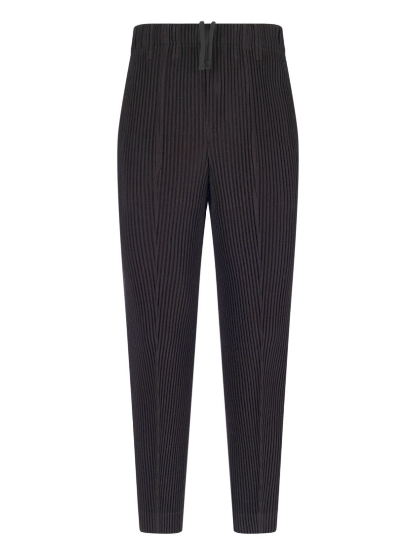 Homme Plissé Issey Miyake Brown Pleated Adjustable Waist Straight-Leg Pants