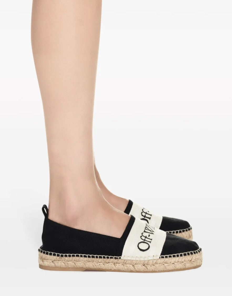 Off-White Bookish Logo Linen Espadrilles