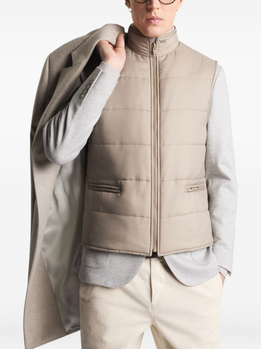 Fay Structured Light Beige Cashmere Coat With Notch Lapels And Flap Pockets