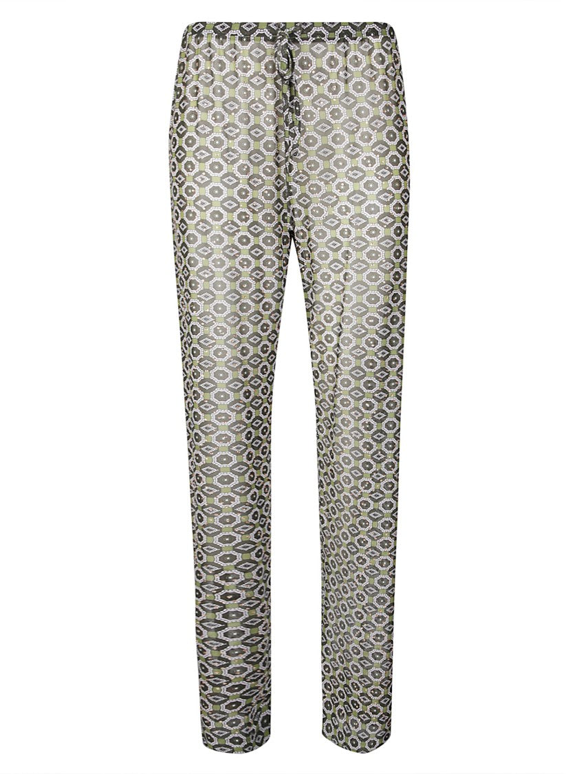 Dries Van Noten Regular Fit Mesh Trousers With Geometric Print
