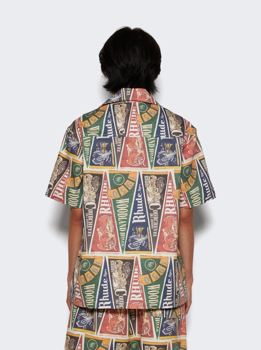 Rhude Collegiate Flag Snap Shirt Multicolor