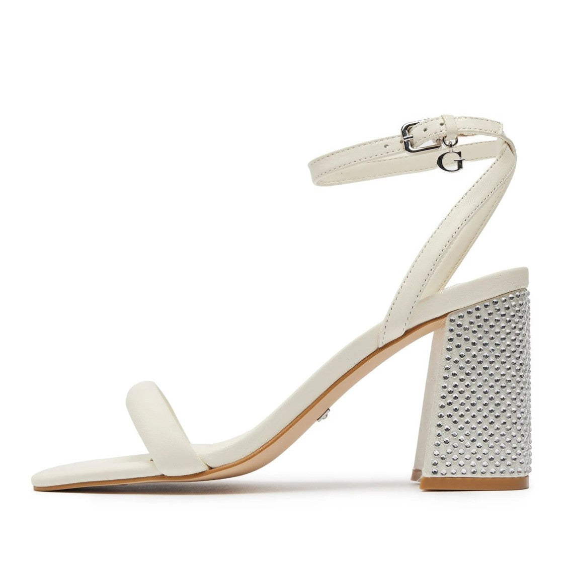 Guess White Gelectra Embellished Block Heel Sandals