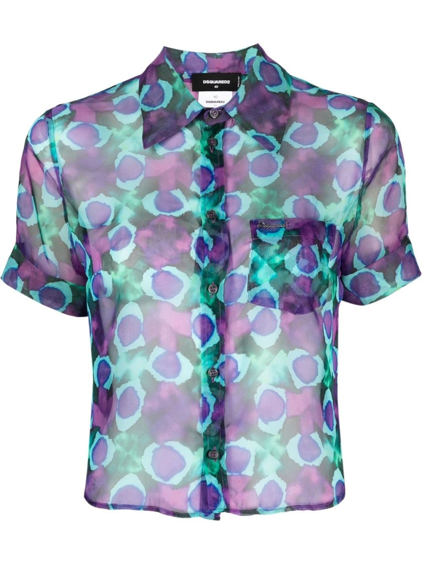 Dsquared2 Semi-Transparent Abstract Print Shirt