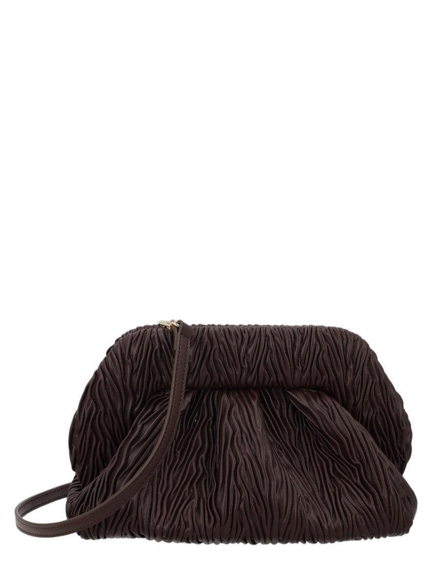 Themoirè Brown Ruched Wavy Handbag