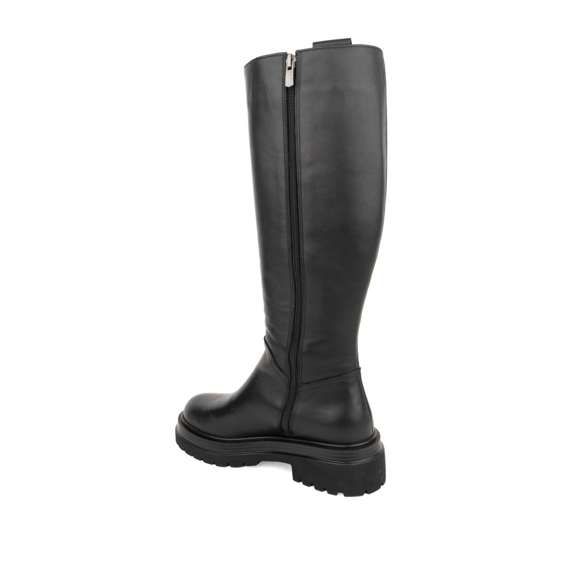 Sergio Moretti Black Leather Tall Chunky Sole Boots