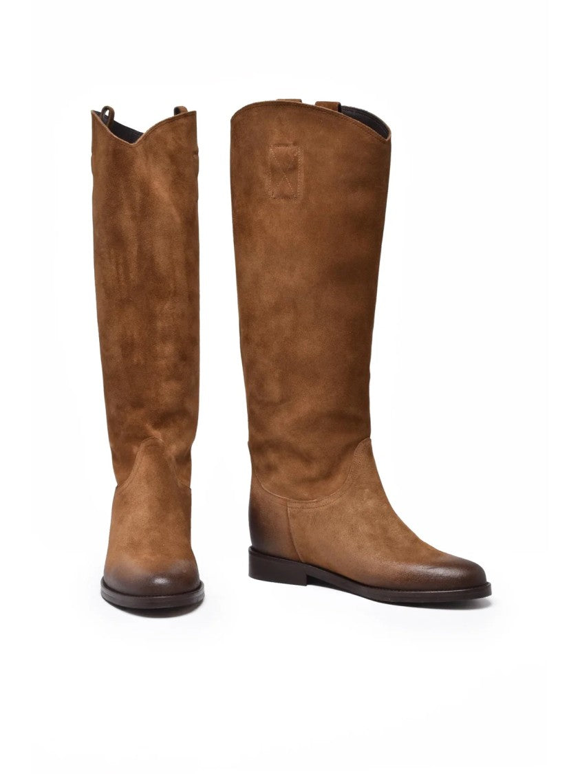 Gisel Moire Brown Suede Yasmin Boots