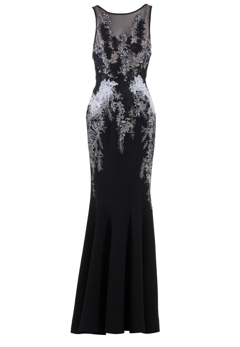 Saiid Kobeisy Embroidered Crepe Marocain, Sleeveless Dress