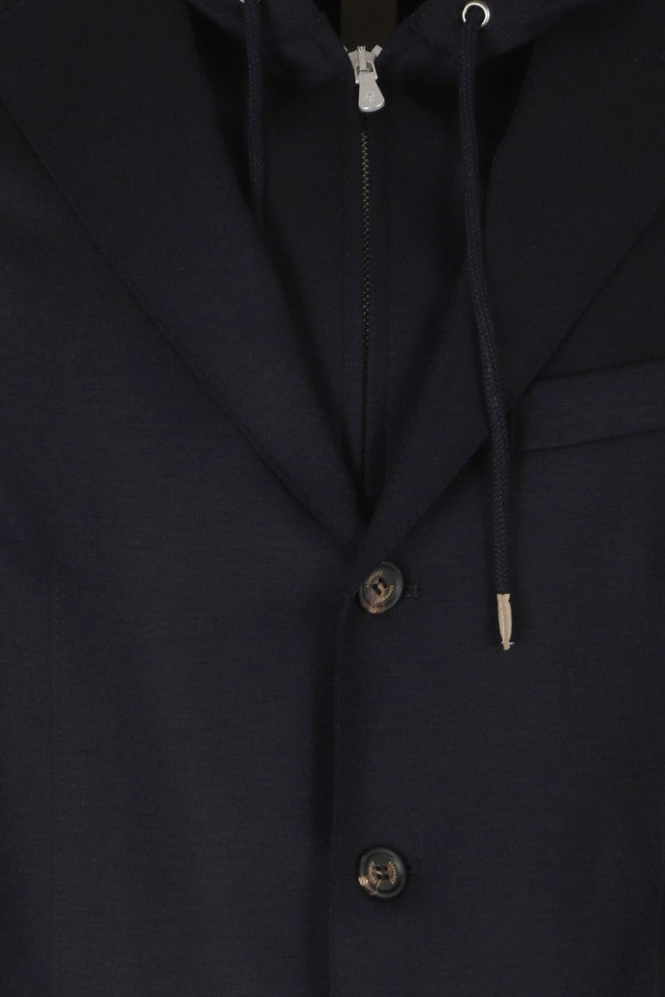 Eleventy Blue Single-Breasted Wool-Blend Jacket