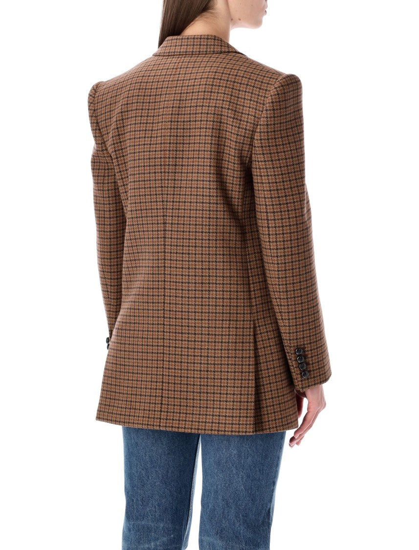 Chloé Chloé Double-Breasted Houndstooth Wool Blazer