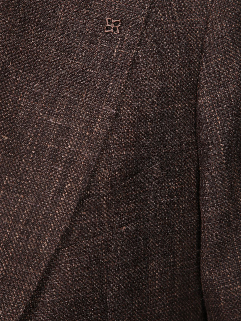 Tagliatore Virgin Wool-Silk-Linen Blend Brown Blazer