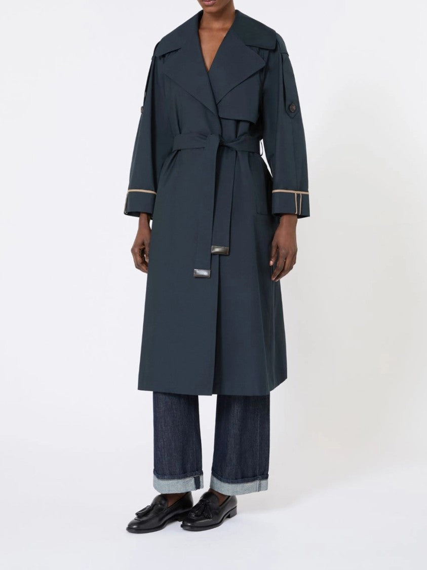 Max Mara Blue Utren Mid-Length Trench Coat