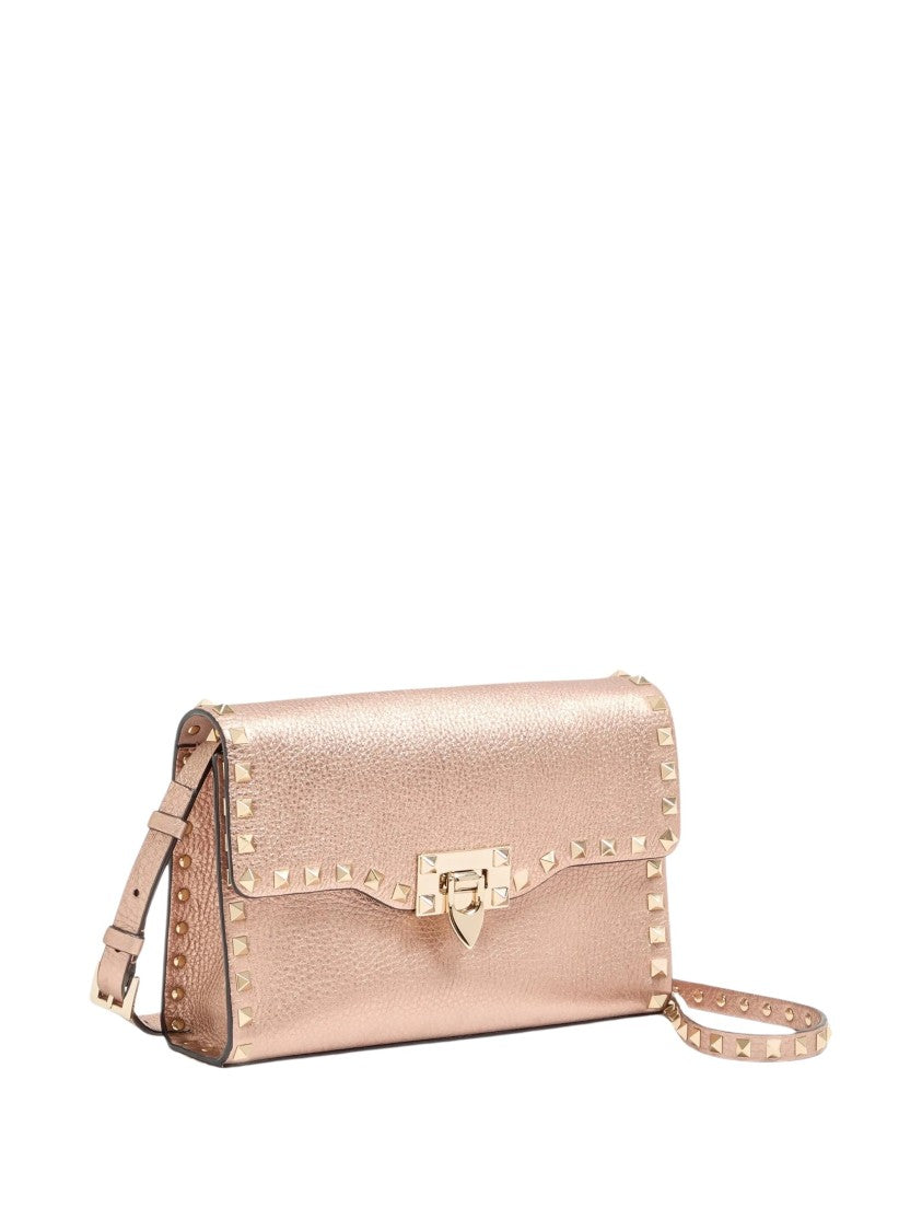 Valentino Pyramid Stud Metallic Textured Shoulder Bag