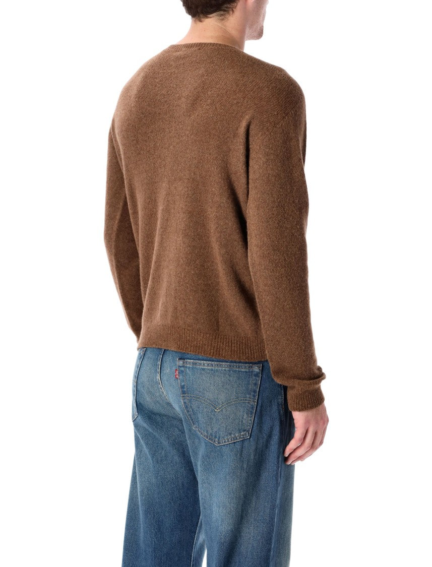 Roberto Collina Textured Crewneck Sweater In Warm Brown