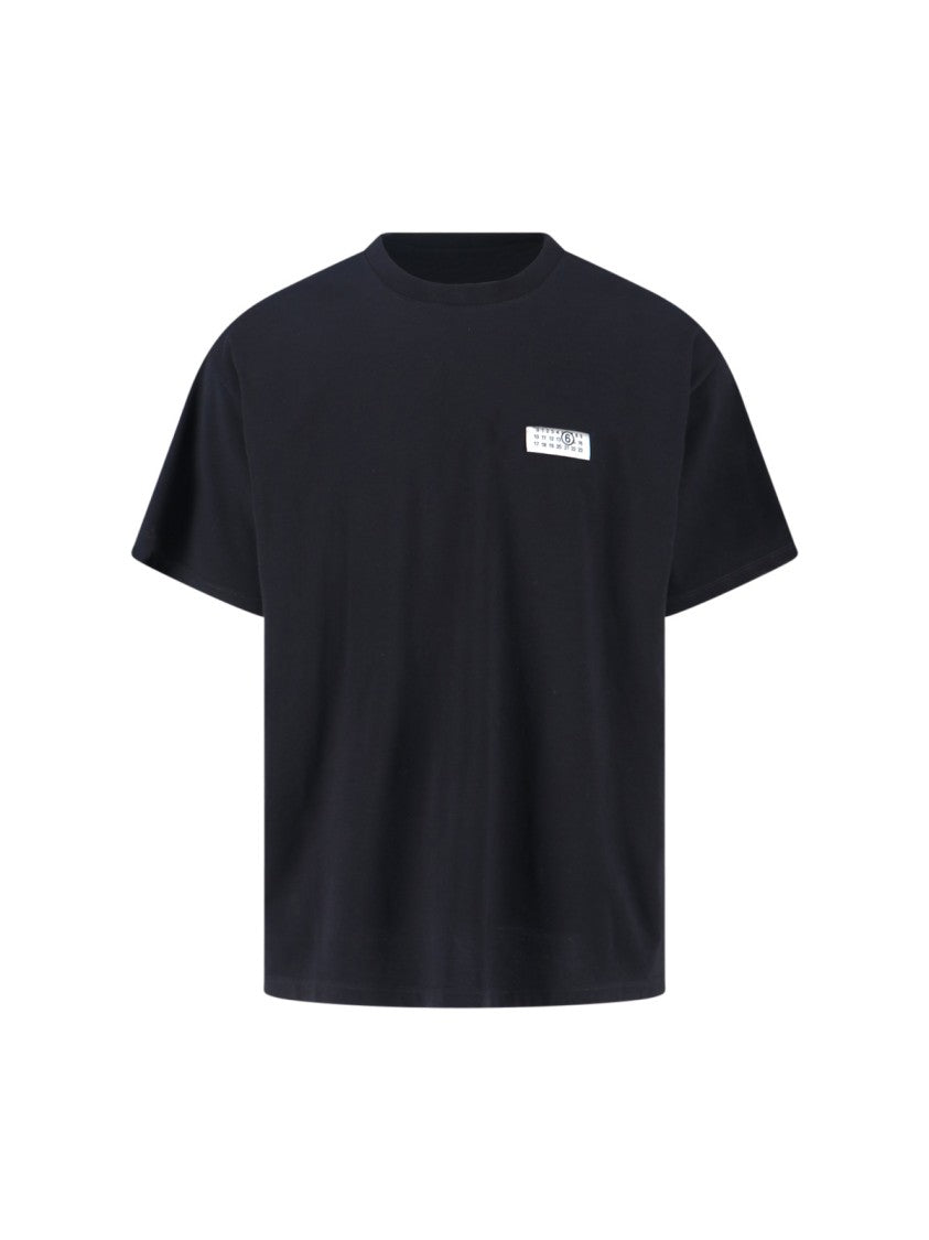 Mm6 By Maison Margiela Short-Sleeve Black T-Shirt With Contrasting Logo Patch