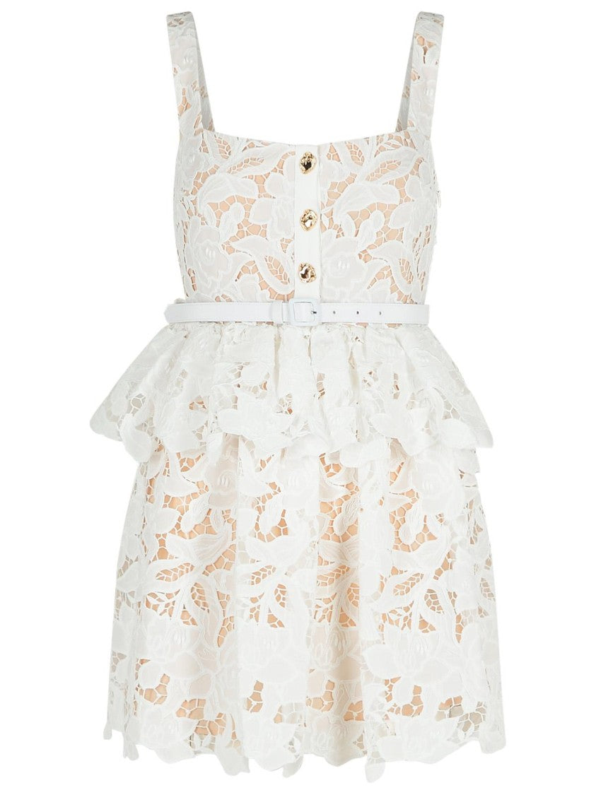 Self-Portrait Lace' Dress In White Polyamide Blend