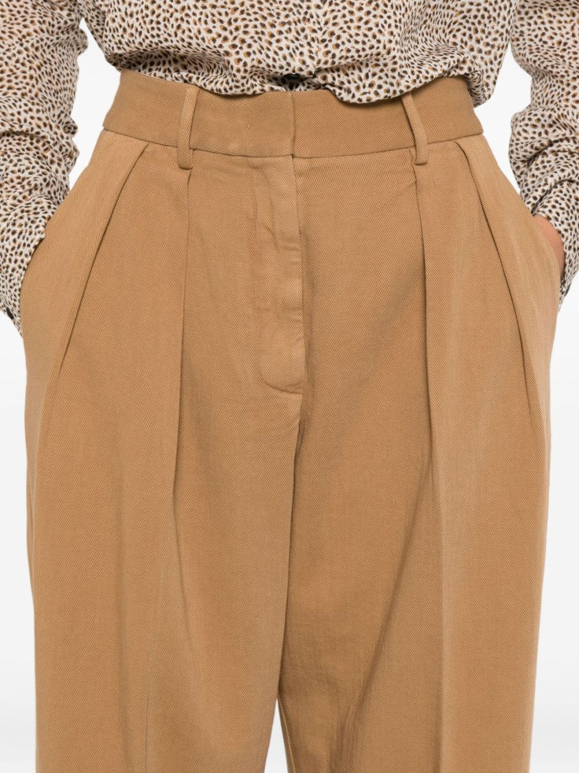 Forte Forte Beige Wide-Leg Trousers With Pleated Front