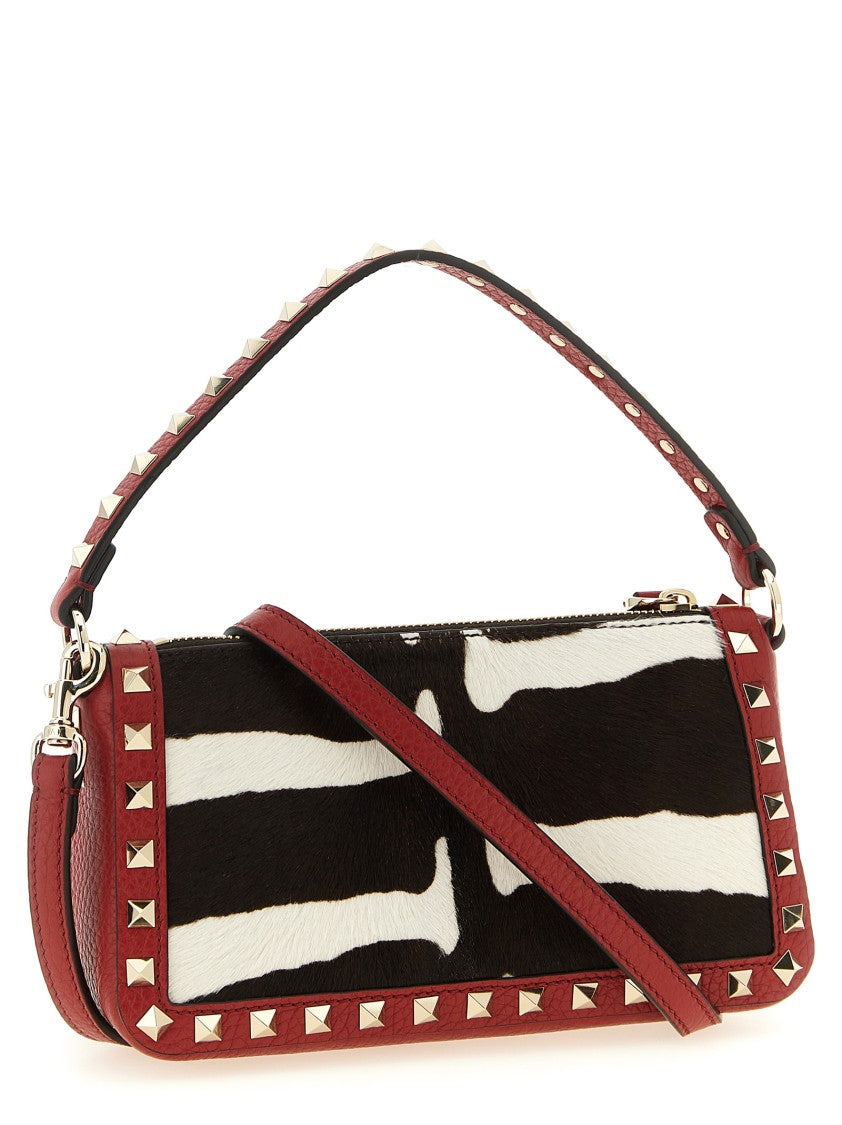 Valentino Garavani Small Shoulder Bag With Elk Effect And Signature Studs