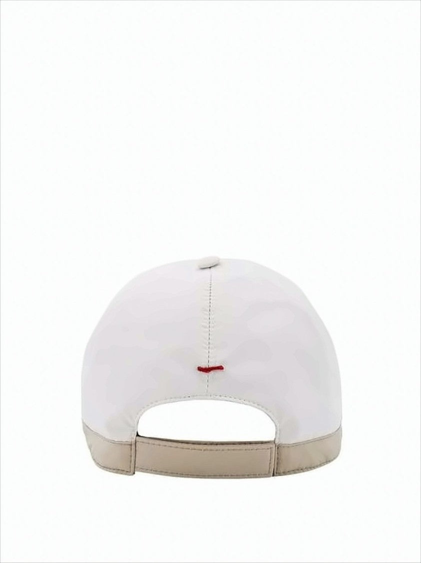 Brunello Cucinelli White Cap With Embroidered Emblem