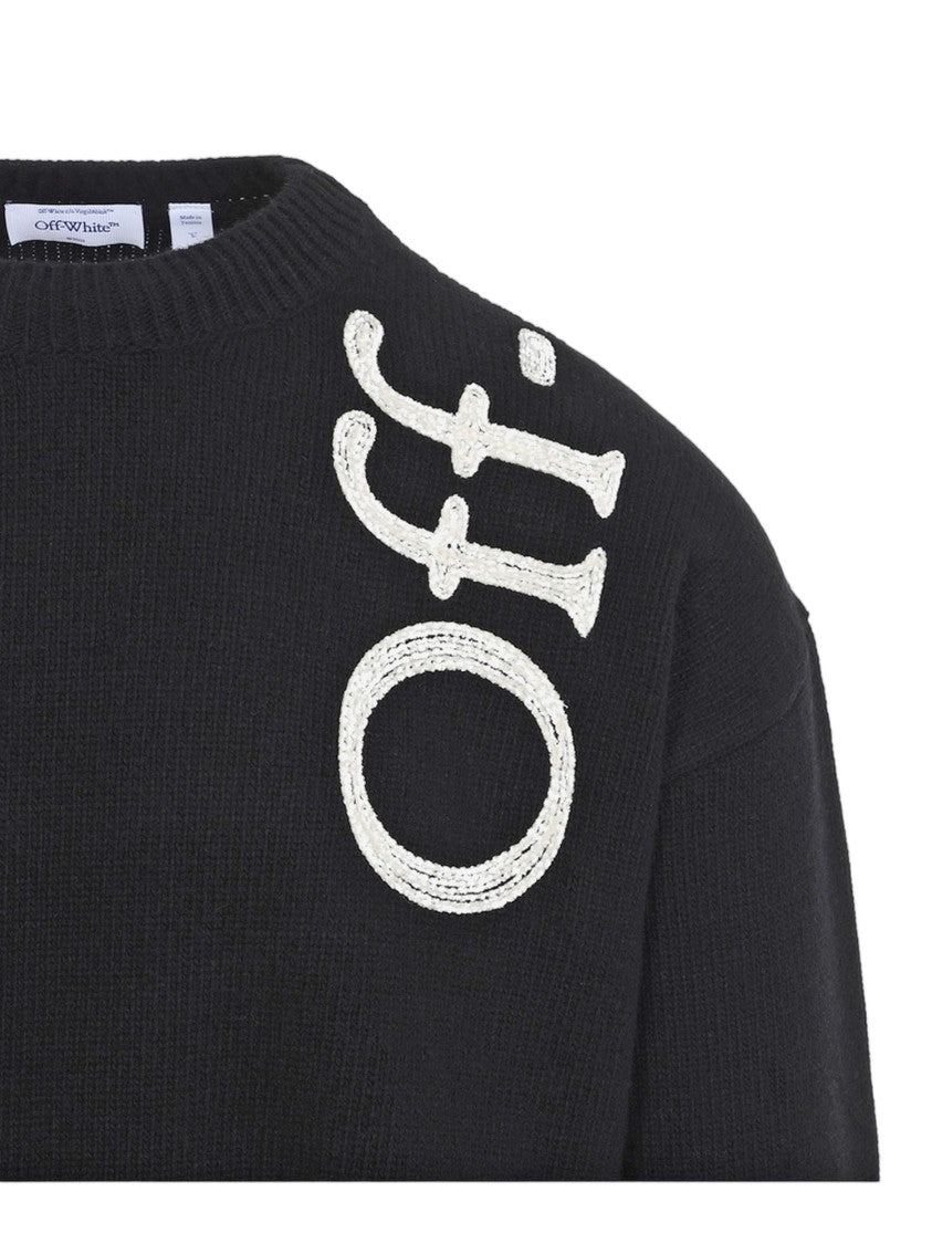 Off-White Black Logo Wool-Blend Sweater