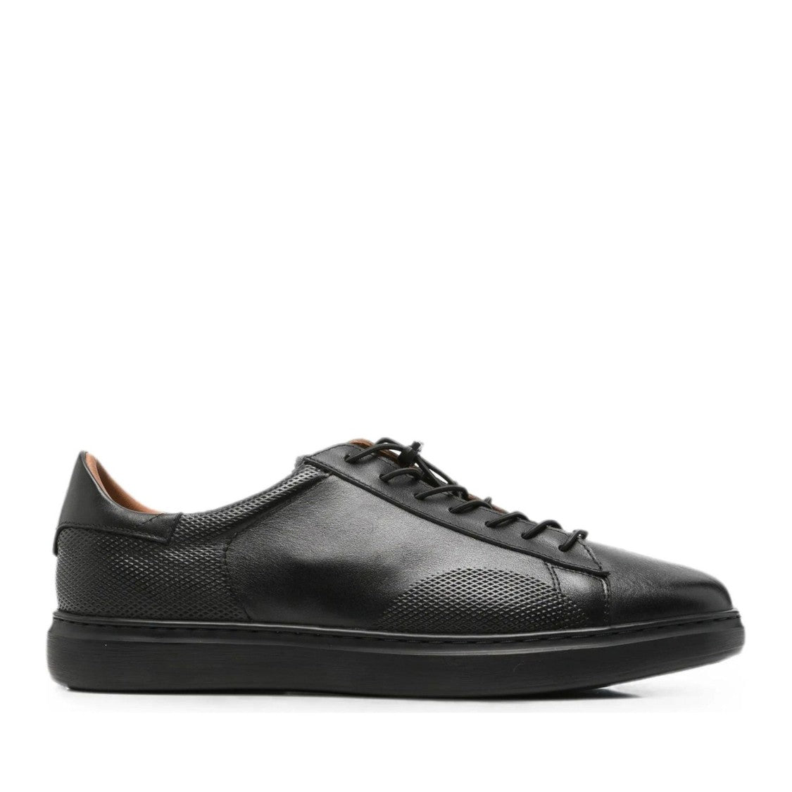 Alberto Gozzi Black Textured Panels Wedge Leather Sneakers