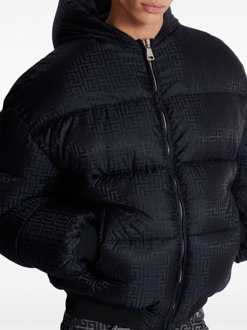 Balmain Signature Monogram Print Padded Jacket