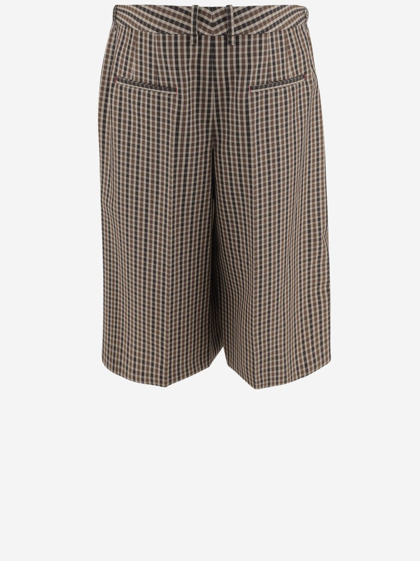 Jil Sander Wool Plaid Pattern Short Pants